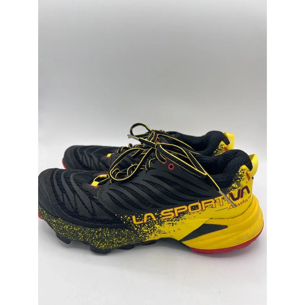 La Sportiva Akasha Women's Sz 6.5 Trail Rocker Running Shoes Black Yellow 2008-C